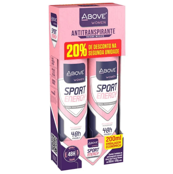 Desodorante Above Women Sport Energy 2 Unidades 200ml Cada Desodorante Antitranspirante Aerossol Above Women Sport Energy 2 Unidades de 200ml Cada
